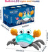 Crawling Crab Baby Toy,Tummy Time Baby Toys with Music and LED Light Will Automatically Avoid Obstacles,Build in Rechargeable Battery for Toddler ...