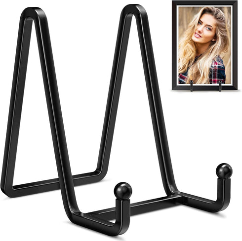 Plate Stands for Display - 4.5 Inch Metal Square Wire Plate Holder Display Stand + Picture Frame Stand Holder Easel for Book, Decorative Plate, Pl...