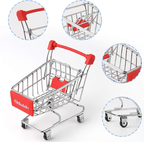 Shindel Mini Shopping Cart, Shopping Store Mini Toys Supermarket Handcart Shopping Cart Model, Desk Storage Toys Holder, Party Doll House Store Co...