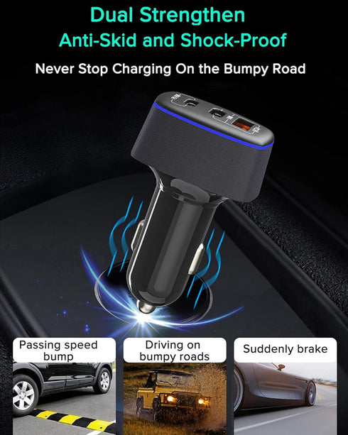 USB C Car Charger 95W, 3-Port PD 65W PPS 55W QC3.0 30W Fast Car Charger for iPhone 14/13/12/11 Pro Max, Samsung Galaxy, Google Pixel, MacBook/Lapt...