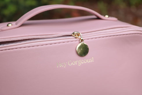 Large Capacity Beauty Bag, Travel Design, Waterproof Fabric Cosmetic bag, Open Flat Beauty Bag, Durable Fixed Divider and Double-Stitched Handle (...