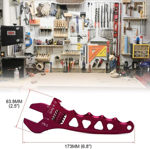 AN Adjustable Wrench Lightweight Aluminum AN3-AN12 Hose Fitting tool spanner(Red)...