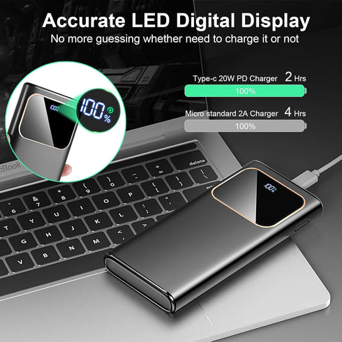 Portable Charger Power Bank Fast Charging, 10000mAh 22.5W Battery Pack with USB-C in&Out LED Display, PD 3.0 QC 4.0 External Phone Powerbank for i...
