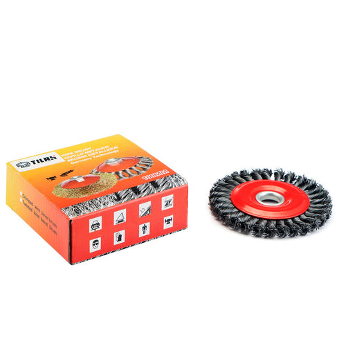 Wire Wheel Brush, Knotted Twist Wire Wheel for Angle Grinder with 5/8 Inch Arbor, 4 Inch Diameter and 0.019 Inch Carbon Steel Wire for Heavy-Duty ...