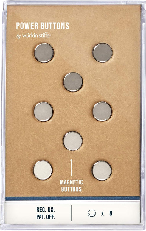 Wuerkin Stiffs Magnetic Power Buttons Pack of 8 | Magnets for Collar Stays in Storage Case | As Seen on Shark Tank...
