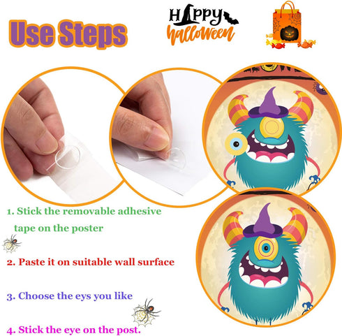 Funnlot Halloween Party Games for Kids Halloween Game Pin The Eye on The Monster Game Activities Hallowee n Pin The Tail Games...