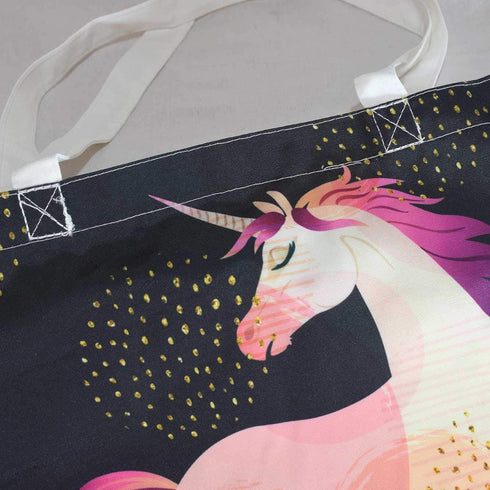 Premium Womens Tote Bag - Black Unicorn Style - Light Weight Sports Gym bag || Lunch bag || Yoga || Shopping bag || Travel Bag for Women || Washab...