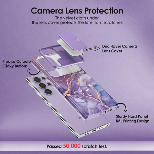 Designed for Samsung Galaxy S24 Ultra Case, with Slide Camera Cover & Screen Protector, Fade-Proof Chic Pattern, Shockproof Protective, Slim Thin ...