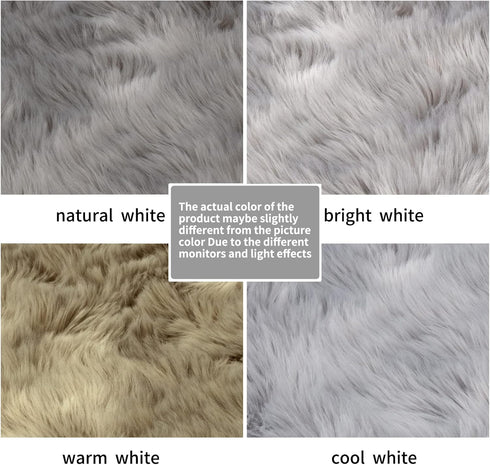 SERISSA Faux Sheepskin Fur Area Rug Grey Fur Chair Cover Seat Pad Small Fuzzy Rug for Bedroom Floor Sofa Living Room Decor 2x3 Feet...