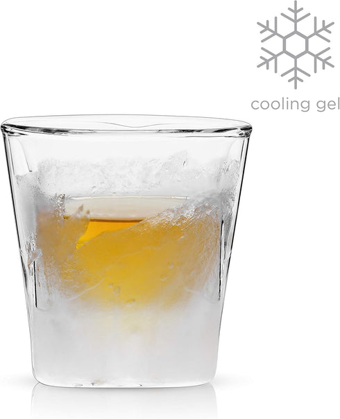 Viski Glacier Whiskey Glass, Double Walled Chilling Whiskey Glass, Active Cooling Gel, 6 Ounces, Clear Glass, Chilling Technology, Set of 1...