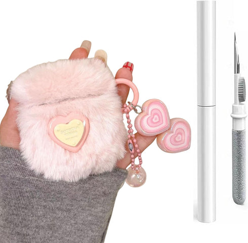 Compatible Airpods Case Cover with Cleaning Kit, Cute Soft Plush Cartoon Airpod Cover Shockproof Airpods Protective Case with Keychain for AirPods...