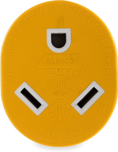 Camco 55338 PowerGrip 30 Amp 4-Prong Generator Adapter , YELLOW...