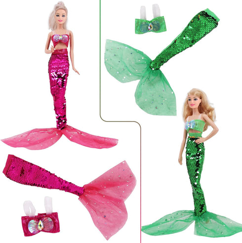 UNICORN ELEMENT 5 Pcs 11.5 Inch Girl Doll Mermaid Tail Clothes and Doll Accessories Mermaid Tail Summer Dress Swimsuit Bikini for 11.5 Inch Girl D...