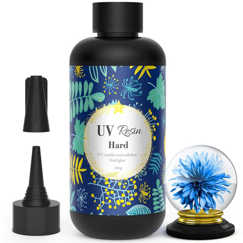 Wayin 200g UV Resin -Upgrade Ultraviolet Epoxy Resin Crystal Clear Hard Glue Solar Cure Sunlight Activated Resin for Handmade Jewelry, DIY Craft D...