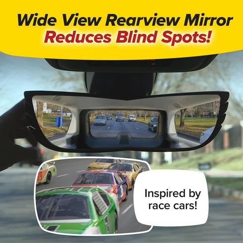 Wide-Angle Rearview Mirror, As Seen On TV Black Convex Car Mirror Installs in Seconds and Fits Most Cars, SUVs & Trucks, Holiday Gift...