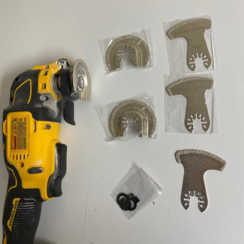 Oscillating Tool Blades, 6Pcs Diamond Carbide Multi Tool Blades for Grout Removal and Soft Tile Cut, Semi Circle Finger Segment Swing Grit Grout O...