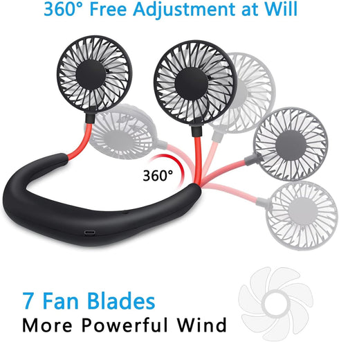 SZ-JIAHAIYU Neck Fan Portable Face Fan Personal USB Hands-Free Mini Wearable Sports Handheld Cooling Small New Fans Around Your Neck for Travel Of...
