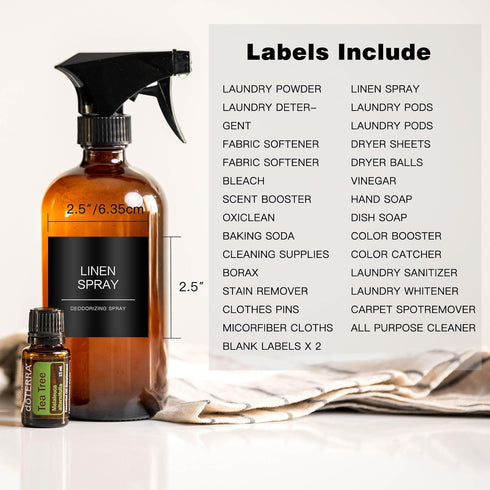 Minimalist Laundry Room Labels?30 Matte Waterproof Labels for Jars Spray Bottles and Detergent Dispensers, Preprinted Laundry Room Organization La...
