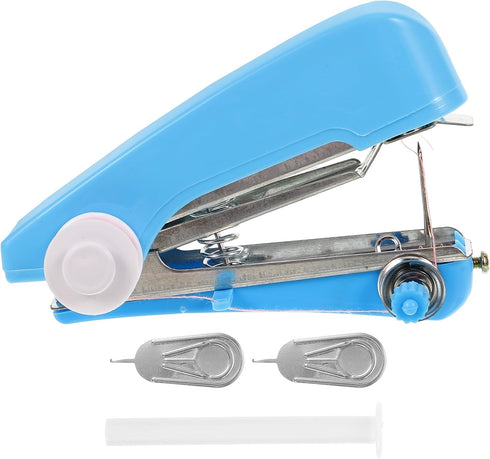 Blue Handheld Sewing Machine, Portable Mini Manual Sewing Machine Handy Needlework Tool Mini Sewer Machine Hand Stitcher Sewing Machine Beginner S...