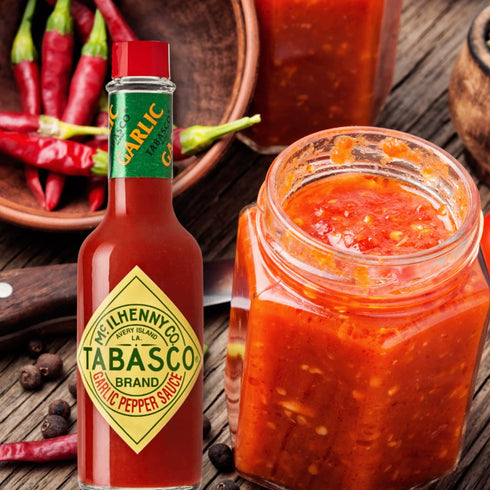 Tabasco 2 Pack Hot Sauce 5 oz Bottle Bundled by Louisiana Pantry (Cayenne Garlic)...