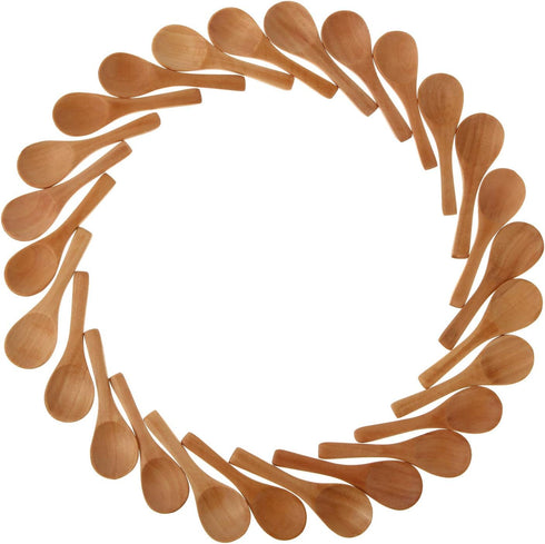 Boao 50 Pcs Small Wooden Spoons, 3.5'' L, Mini Wood Natural Tiny Spoons Wooden Little Teaspoons for Jars Sugar Creamer Honey Spices Salt Kitchen S...