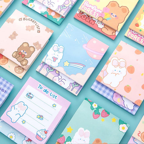3Pack Cute Rabbit Sticky Notes 90 Sheets Kawaii Notepad Self-Stick Note Pads Sticky Notes for Kids Cute School Office Supplies...