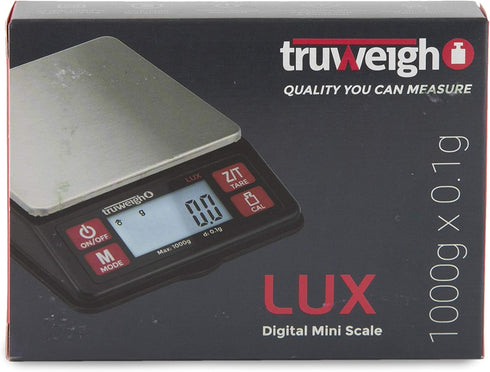 LUX Digital Mini Scale (1000g x 0.1g, Black/Red) - Digital Kitchen Scale - Digital Travel Scale - Portable Food Scale - Meal Prep Weight Scale - D...
