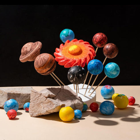 72 Pcs Solar System Model Foam Balls Kit includes Mixed Sizes Polystyrene Craft Foam Bamboo Sticks Color Pigments Paint Tray Palettes Picture Plat...