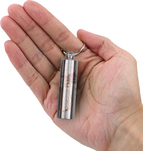 aiGear Stainless Steel Mini Pill Case Inner Diameter 0.48 Inch with Necklace Light Weight Pill Holder Waterproof Small Keychain Pill Box for EDC O...