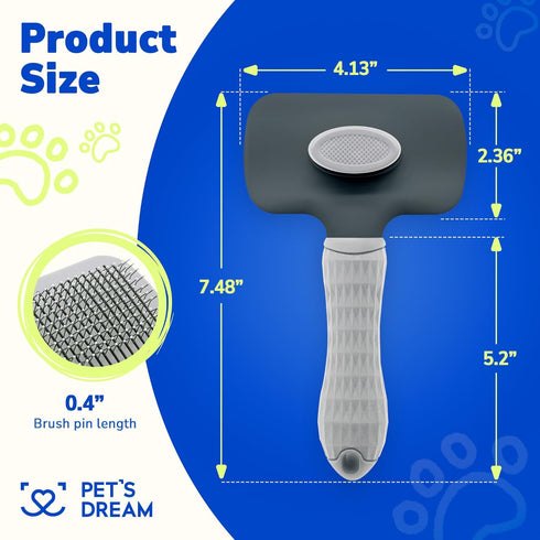 PET'S DREAM Self Cleaning Slicker Brush for Dogs, Cat & Dog Grooming Brush, Easy Push Button Cleanup, Comfort Massage, Slicker Brush for Large Dog...