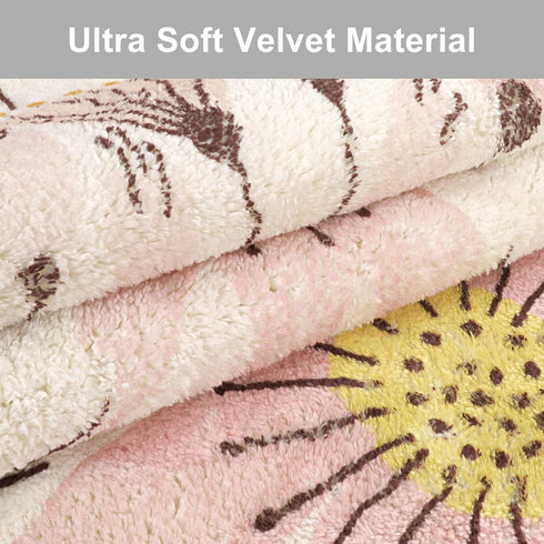 Uphome Small Round Rug 2’ Circle Cute Bath Mat with Pom Poms Fringe Floral Plant Washable Bathroom Rugs Soft Non-Slip Circular Throw Rug Carpet fo...