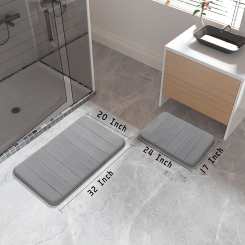 Yimobra Memory Foam Bathroom Rugs Sets 2 Piece - Super Soft Absorbent Quick Dry Bath Mat Set, Machine Washable Non Slip Floor Carpet for Tub Showe...