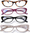 AQWANO Women Reading Glasses Computer Blue Light Blocking 4 Pack Fashion Stylish Cat Eye Designer Readers Anti Glare Eyestrain Eyeglasses, 1.75...