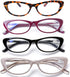 AQWANO Women Reading Glasses Computer Blue Light Blocking 4 Pack Fashion Stylish Cat Eye Designer Readers Anti Glare Eyestrain Eyeglasses, 1.75...
