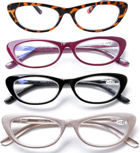 AQWANO Stylish Cat Eye Computer Reading Glasses Designer Blue Light Block Eyeglasses Readers Anti UV400 Digital Eyestrain with Sping Hinge for Wom...