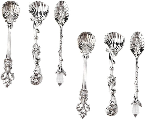 6PCS Coffee Spoons, Tiny Spoons Vintage Carved Coffee Spoon Creative Tableware Espresso Spoons Small Tea Spoons Mixing Spoons Mini Dessert Spoons ...