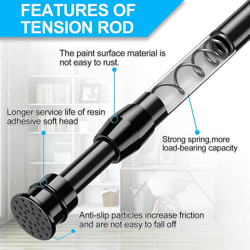 AIZESI Spring Tension Curtain Rods Short Tension Rod (Black,28" to 38"-3Pcs)...
