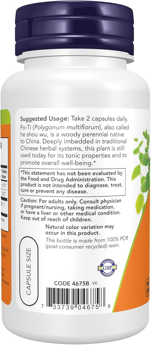 NOW Supplements, Fo-Ti (Polygonum multiflorum) 560 mg, Ho Shou Wu, Herbal Supplement, 100 Veg Capsules...
