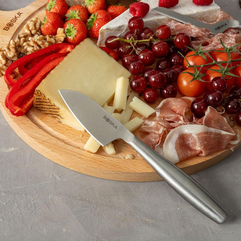 BOSKA Stainless Steel Cheese 3 Knife Set - Copenhagen For All Types of Cheese - Multi-Functional Cheese Slicer - Handheld Slicer - Silver Non-Stic...