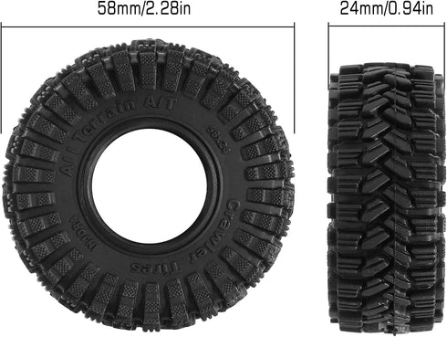 INJORA 1.0 Tires-58 * 24mm All Terrain Super King Trekker Soft Sticky Tires for TRX4M 1/18 1/24 RC Crawler SCX24 AX24,T1017...