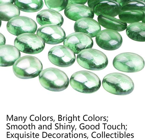YIYA Green Flat Marble Decorative Beads Glass Gems for Home Decoration Vase Filler Fish Tank Bottom Decoration (About 0.68 lb(310g)/Bag)...