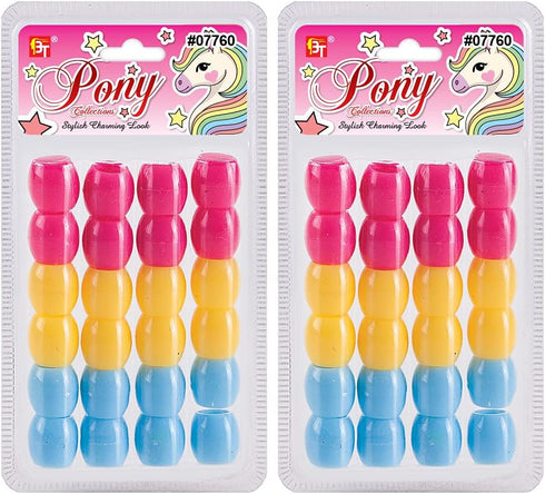 48 Pcs Beads Jewelry Making Kit DIY Hair Braiding Bracelet Ornaments Crafts Jumbo Round Pony (Pink/Yellow/Sky Blue)...