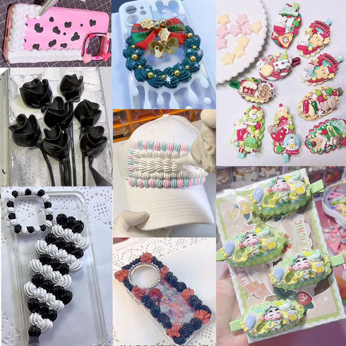 100g Simulation Imitation Cream Adhesive Gel DIY Fake Whipped Cake Cream Glue for Handmade Phone Case Mirror Jewelry Accessories Decoration with N...