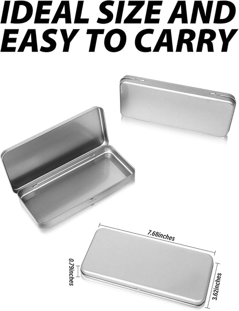 3 Pack Metal Tin Box with Lid, Metal Rectangular Tins With Hinged Lid, Portable Storage Box Containers, for Storage Drawing Pin Candies Jewelry Cr...