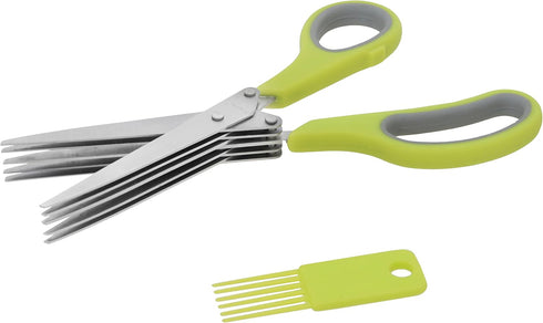 Herb Scissors 5- Blade Professional Stainless Steel - Multipurpose Kitchen Shear 5 Blades with Cleaning Comb...