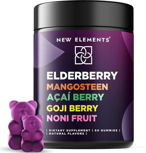 Antioxidant SuperStars - Elderberry Gummies with Mangosteen | Acai Berry | Goji Berry | Noni Fruit | Black Sambucus Elderberry Gummies For Kids an...