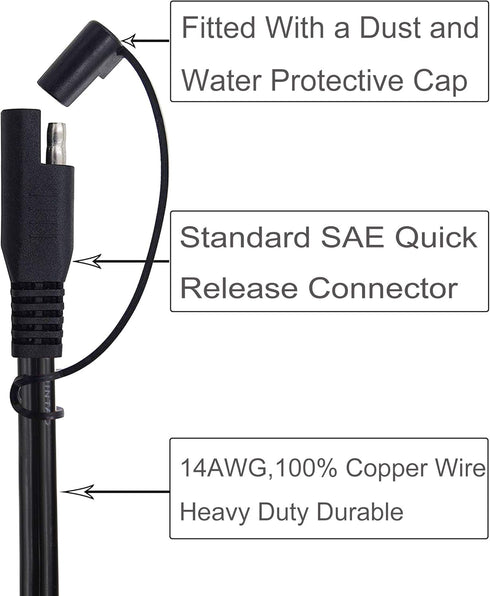 3FT 14AWG Ring Terminal to SAE Harness Quick Connect/Disconnect Assembly, 20A Fuse...