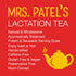 Mrs. Patel's Lactation Tea, Herbal Blend, Mild & Soothing, For Breastfeeding and Pumping Moms, Drink Iced or Hot, Caffeine Free, Gluten Free, Dair...