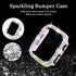 Magnetic Band with Bling Case Women Compatible with Apple Watch 45mm Crown Stainless Steel Strap Dressy Milanese Loop Protective Cover for iWatch ...