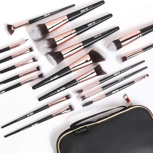 Makeup Brushes, 18 Pcs Professional Premium Synthetic Makeup Brush Set with Case, Foundation Kabuki Eye Travel Make up Brushes sets (Black Gold)...
